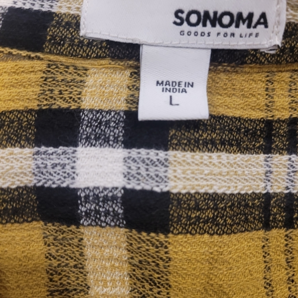 Sonoma Women's Yellow Plaid Button Down Shirt - Picture 2 of 6